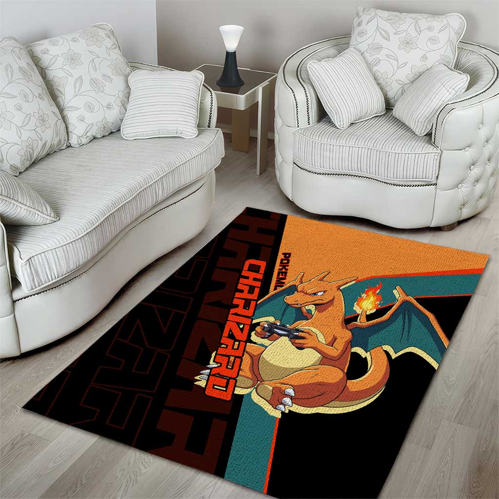 Charizard Poké Area Rug Retro Anime Gaming Style