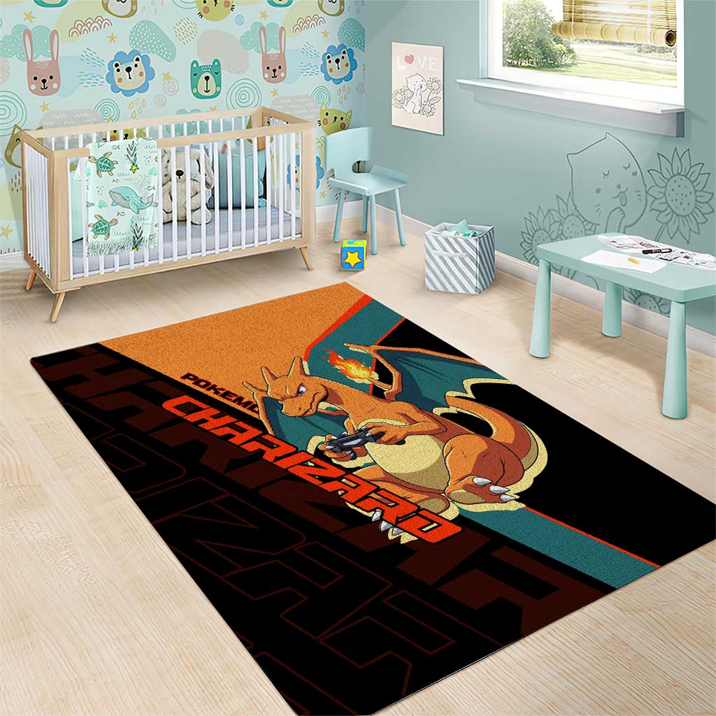 Charizard Poké Area Rug Retro Anime Gaming Style