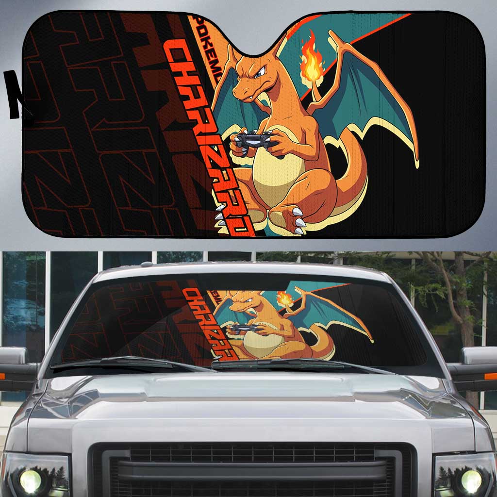 Charizard Poké Auto Sun Shade Retro Anime Gaming Style
