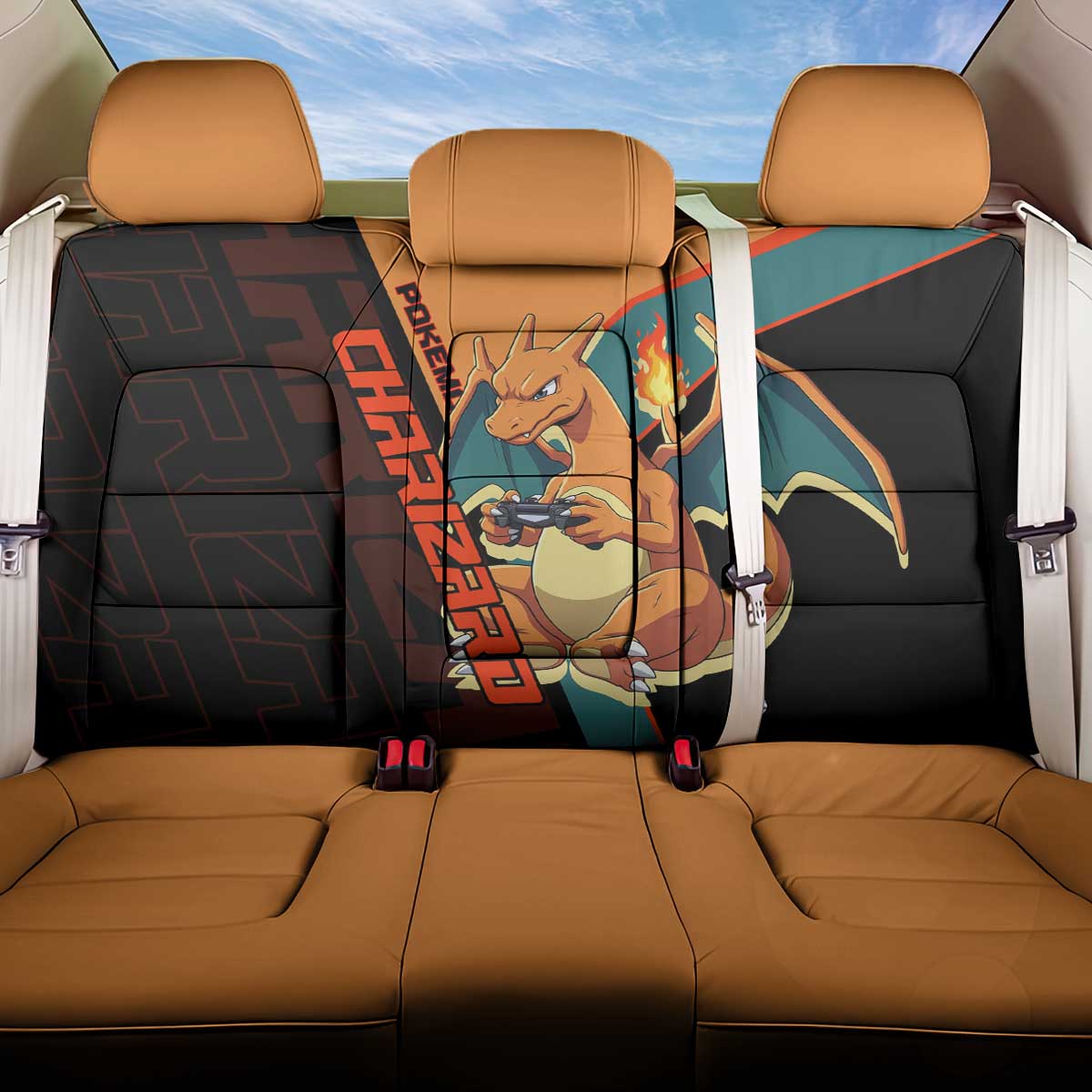Charizard Poké Back Car Seat Cover Retro Anime Gaming Style