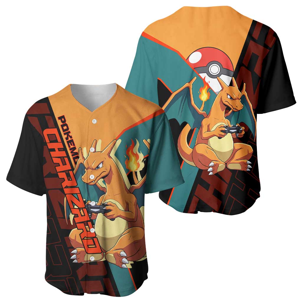 Charizard Poké Baseball Jersey Retro Anime Gaming Style