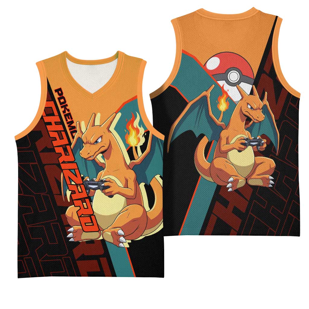 Charizard Poké Basketball Jersey Retro Anime Gaming Style