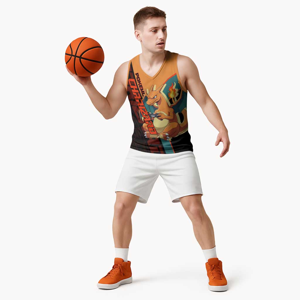 Charizard Poké Basketball Jersey Retro Anime Gaming Style