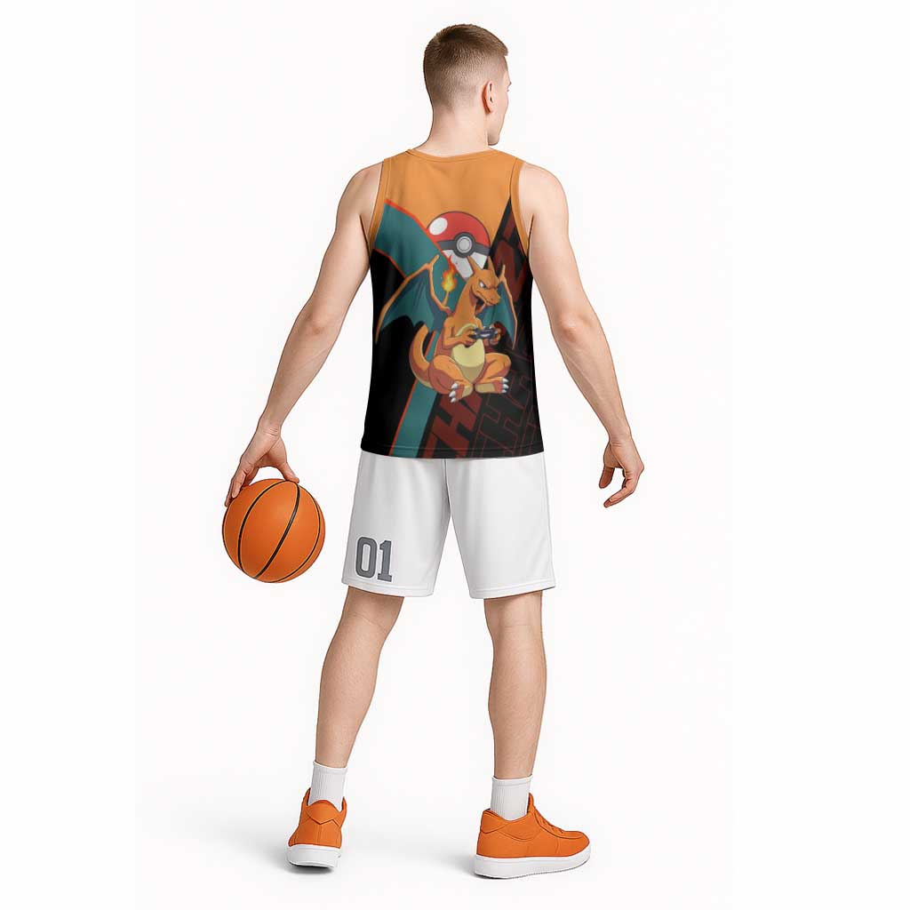 Charizard Poké Basketball Jersey Retro Anime Gaming Style