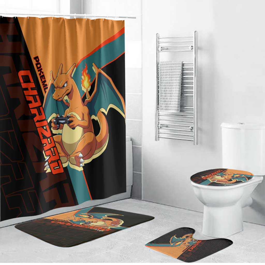 Charizard Poké Bathroom Set Retro Anime Gaming Style
