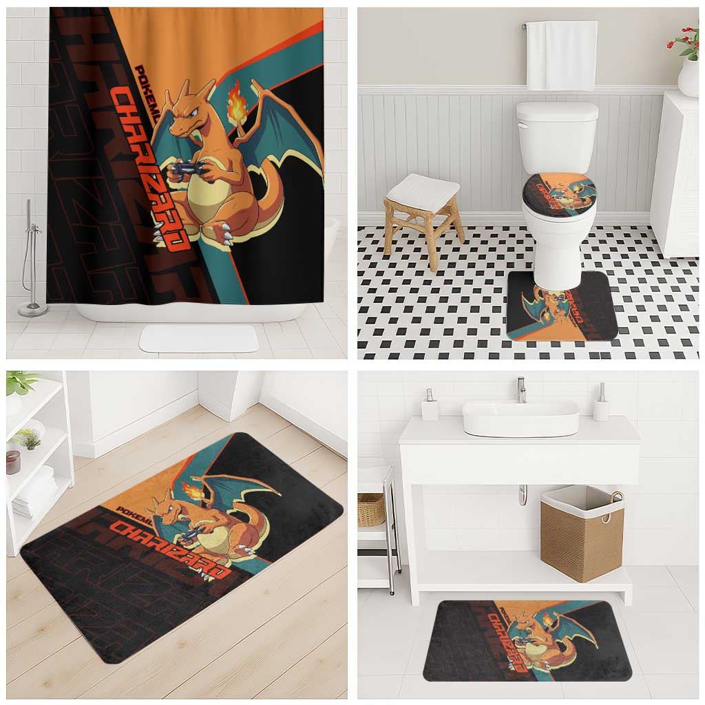 Charizard Poké Bathroom Set Retro Anime Gaming Style