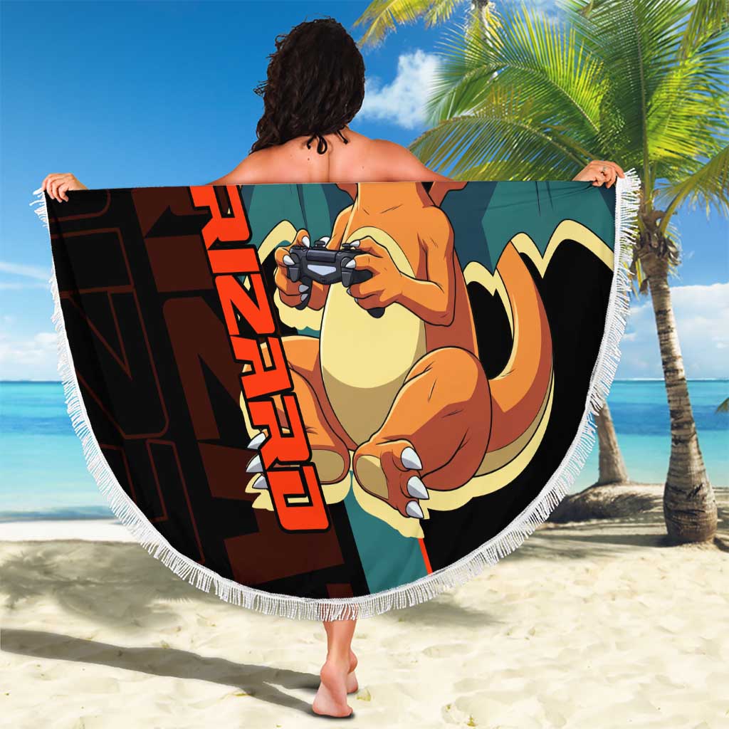 Charizard Poké Beach Blanket Retro Anime Gaming Style
