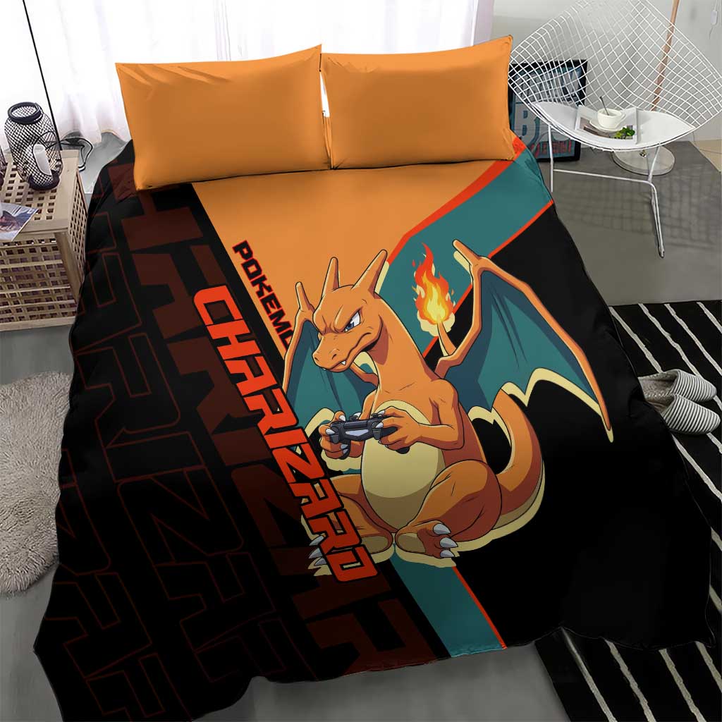Charizard Poké Bedding Set Retro Anime Gaming Style