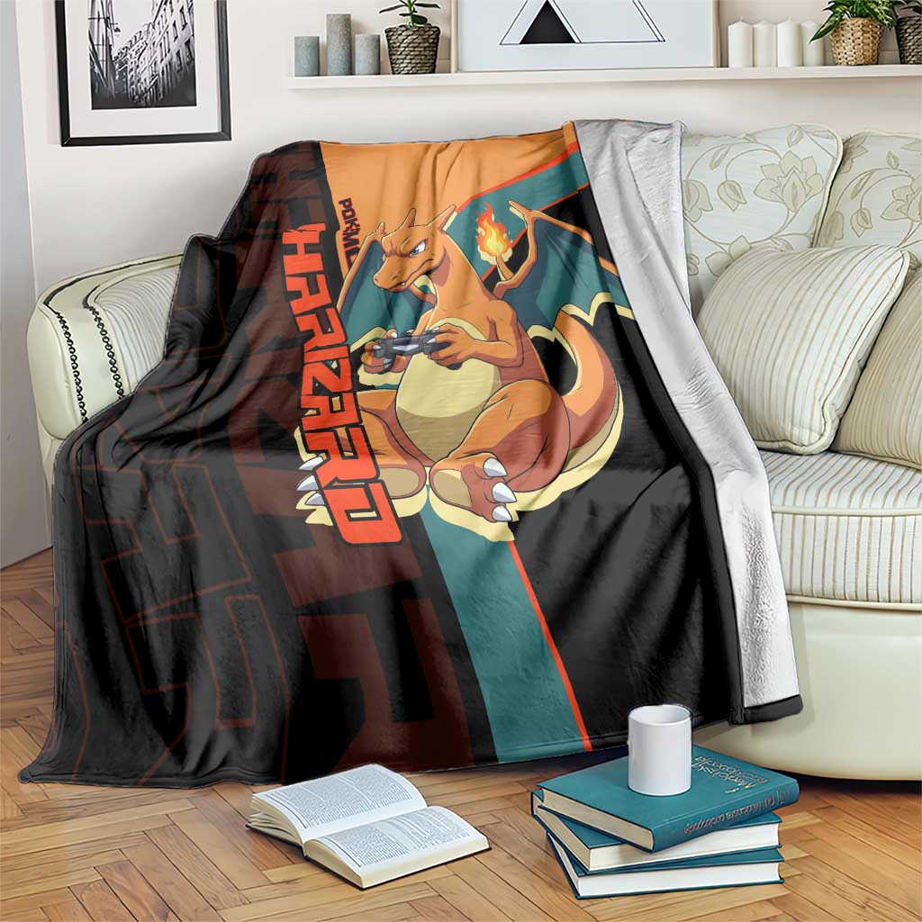 Charizard Poké Blanket Retro Anime Gaming Style