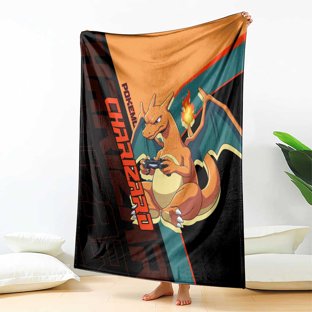 Charizard Poké Blanket Retro Anime Gaming Style