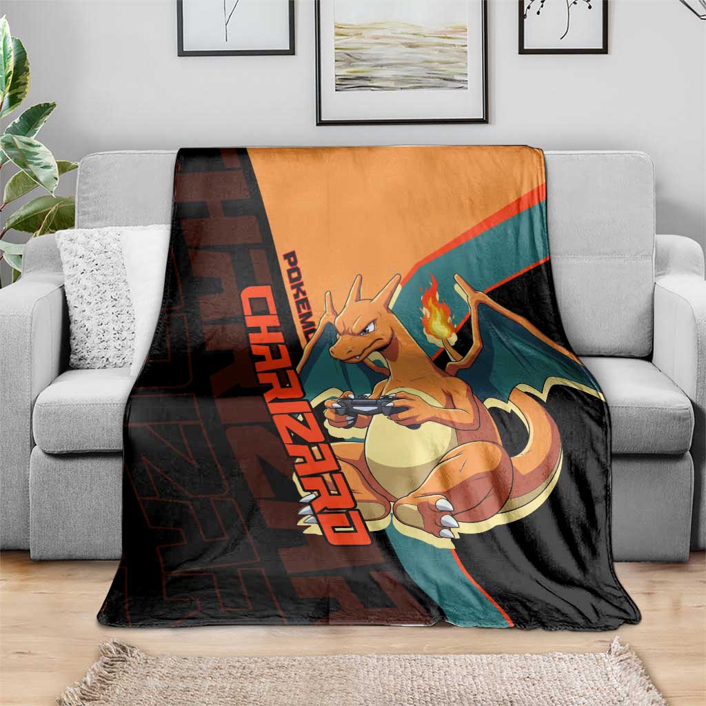 Charizard Poké Blanket Retro Anime Gaming Style