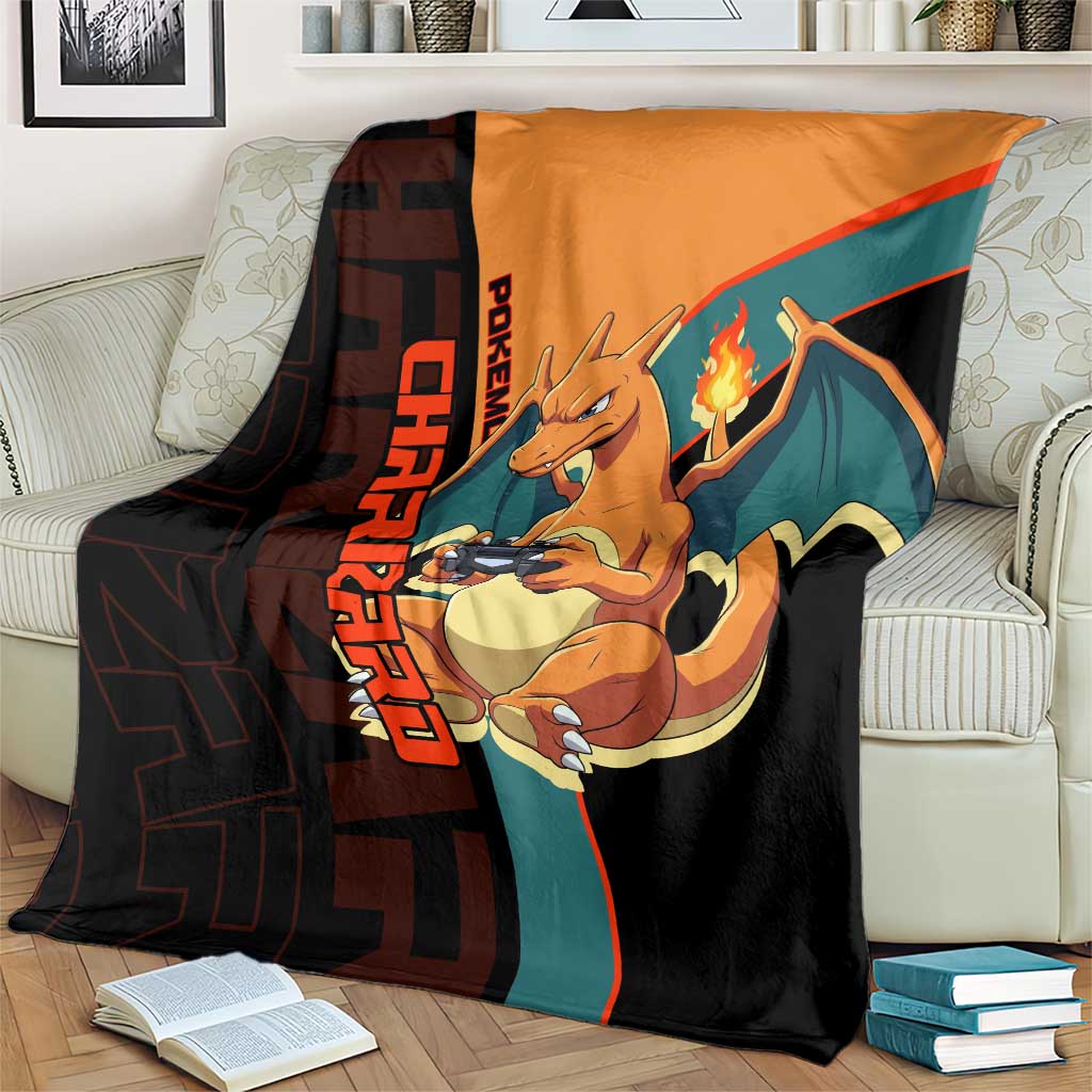 Charizard Poké Blanket Retro Anime Gaming Style