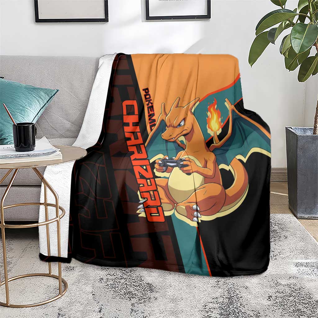 Charizard Poké Blanket Retro Anime Gaming Style