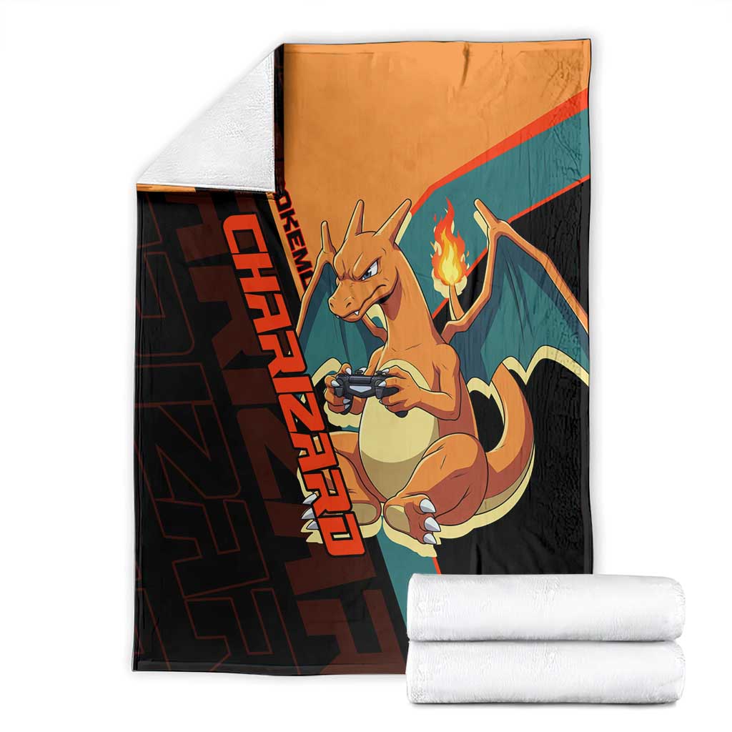 Charizard Poké Blanket Retro Anime Gaming Style