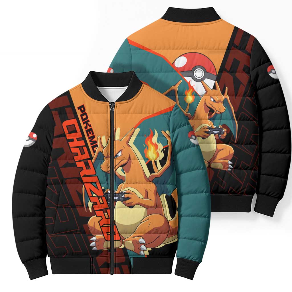 Charizard Poké Bomber Puffer Jacket Retro Anime Gaming Style