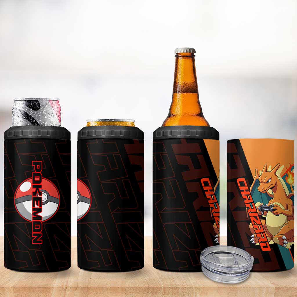 Charizard Poké 4 in 1 Can Cooler Tumbler Retro Anime Gaming Style