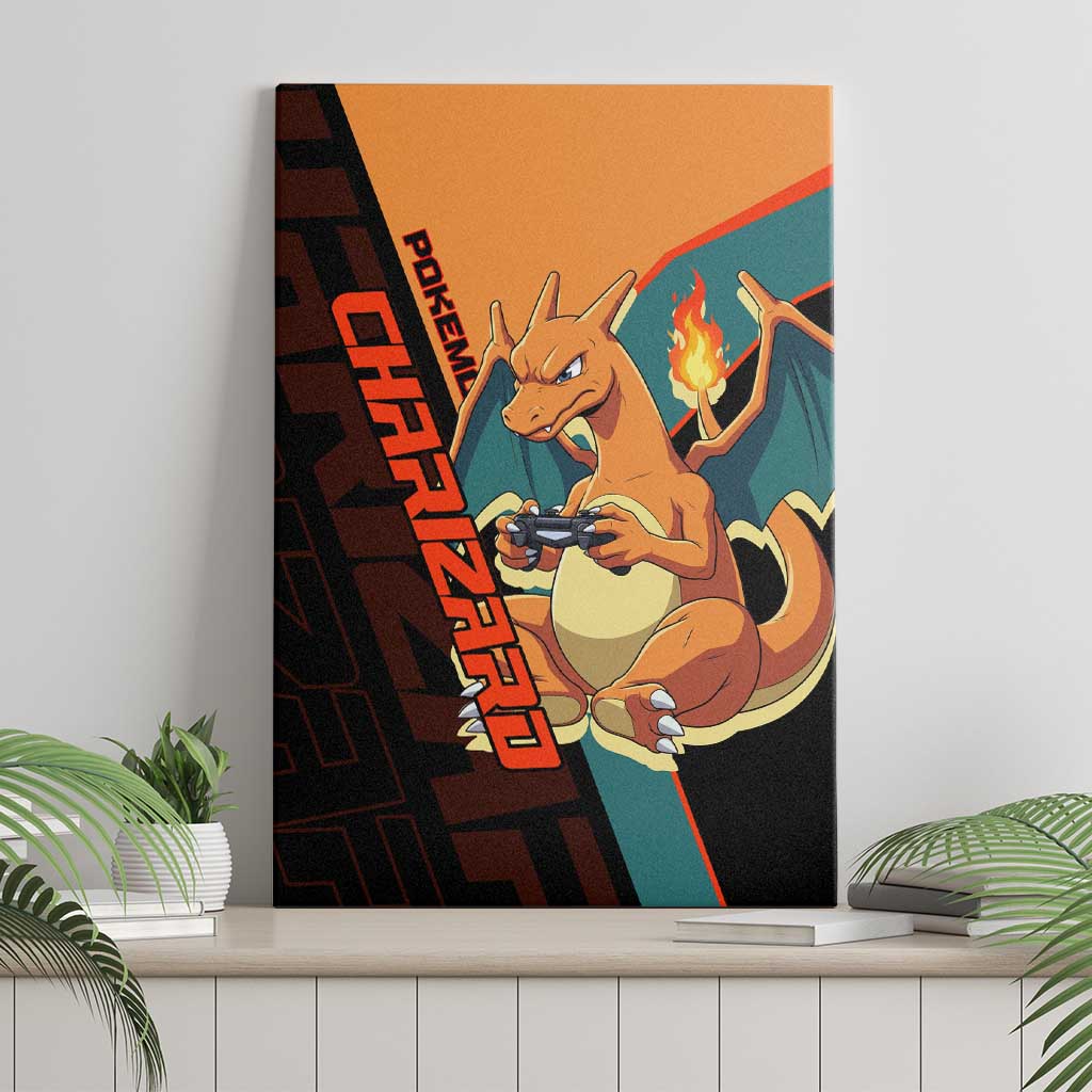 Charizard Poké Canvas Wall Art Retro Anime Gaming Style