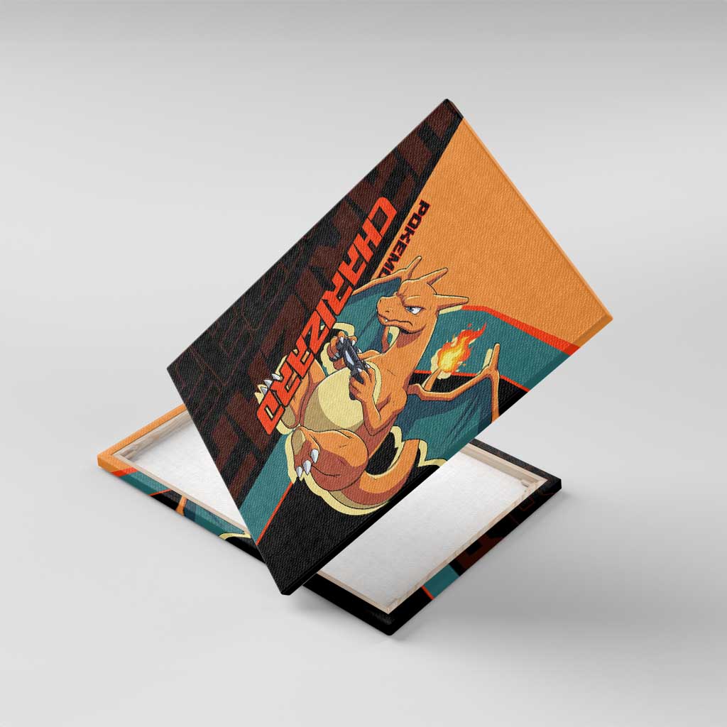 Charizard Poké Canvas Wall Art Retro Anime Gaming Style