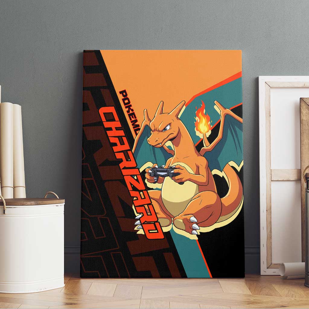 Charizard Poké Canvas Wall Art Retro Anime Gaming Style