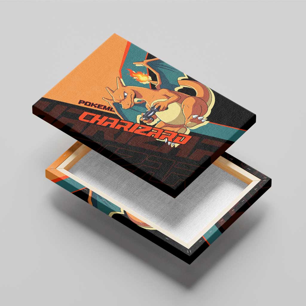 Charizard Poké Canvas Wall Art Retro Anime Gaming Style