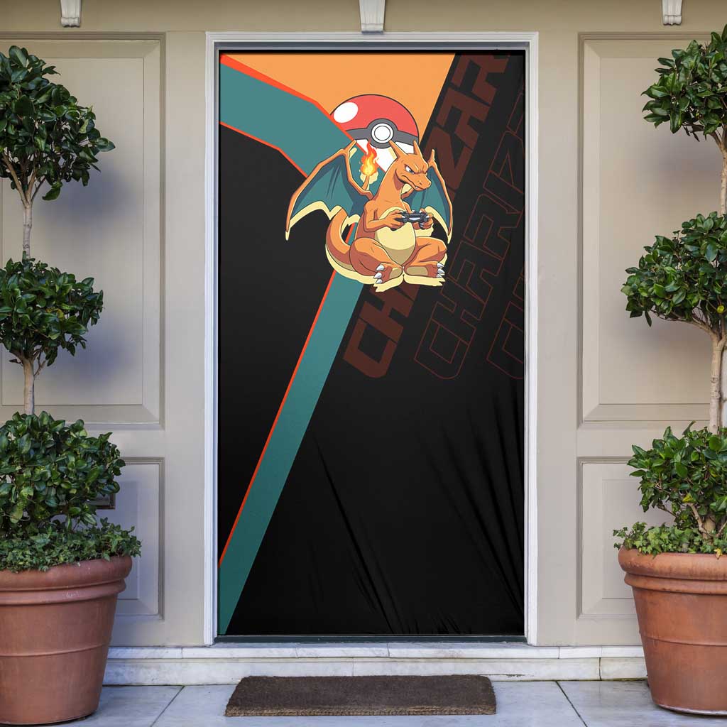 Charizard Poké Door Cover Retro Anime Gaming Style