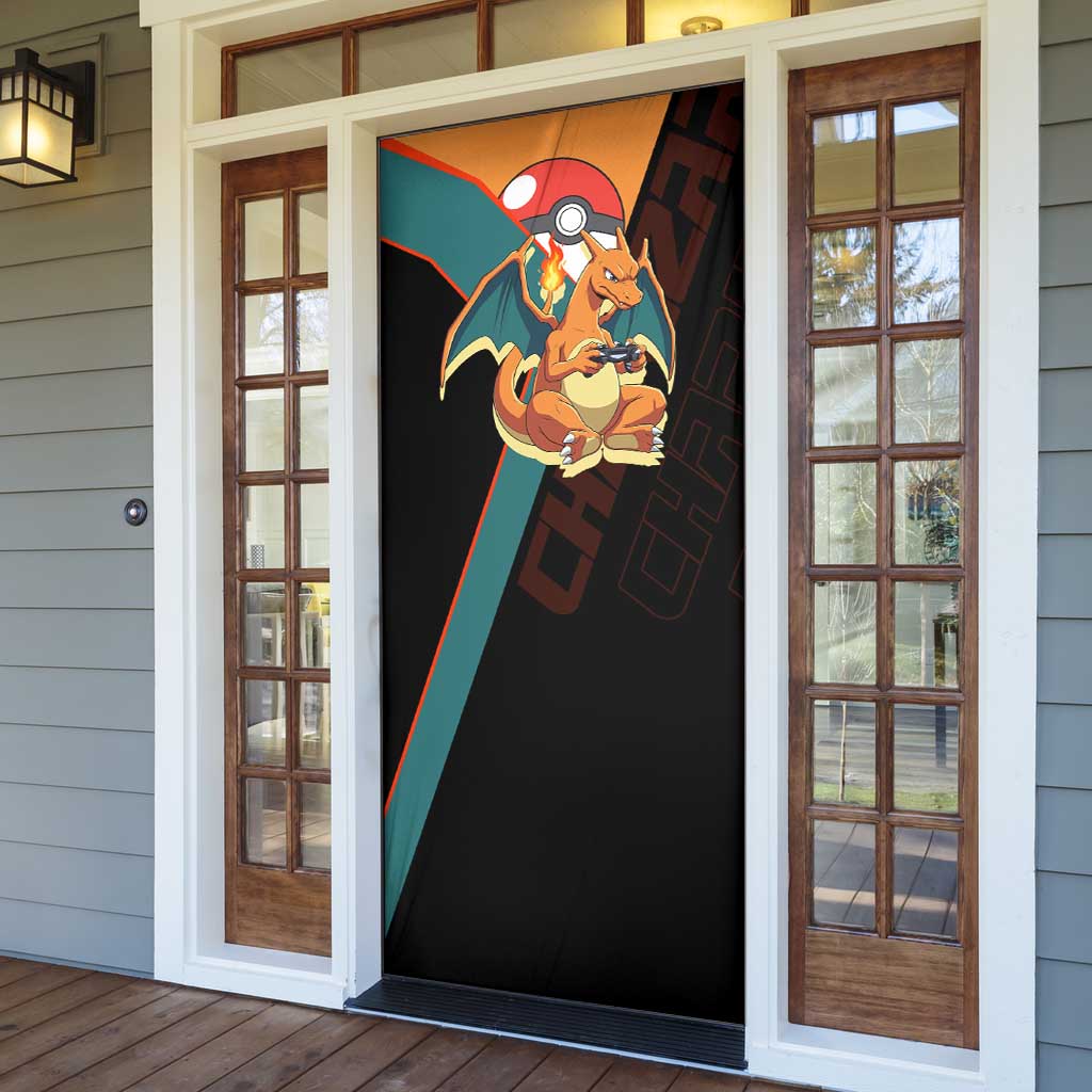 Charizard Poké Door Cover Retro Anime Gaming Style