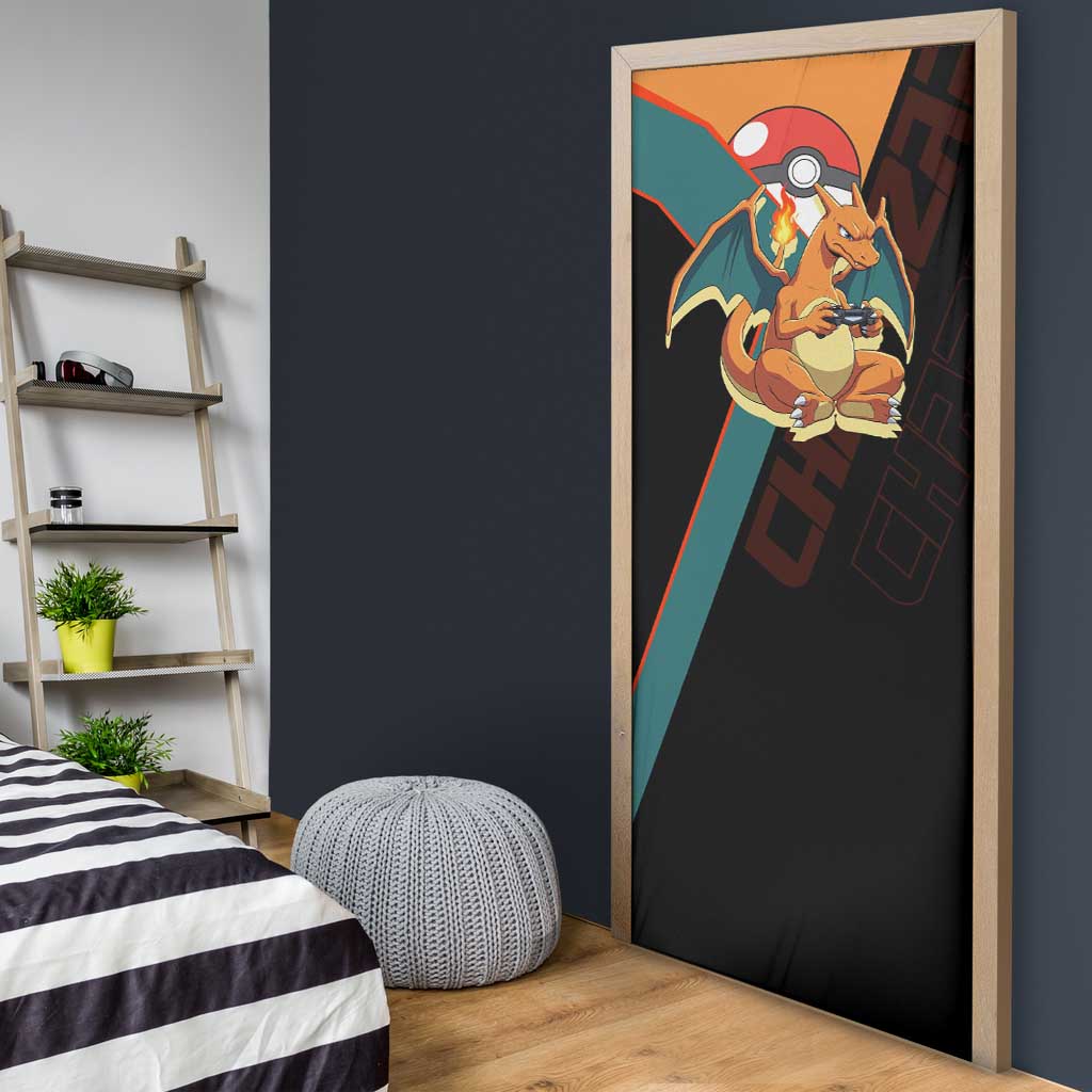 Charizard Poké Door Cover Retro Anime Gaming Style
