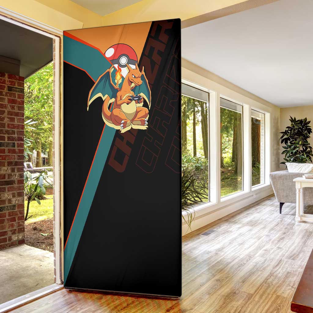 Charizard Poké Door Cover Retro Anime Gaming Style