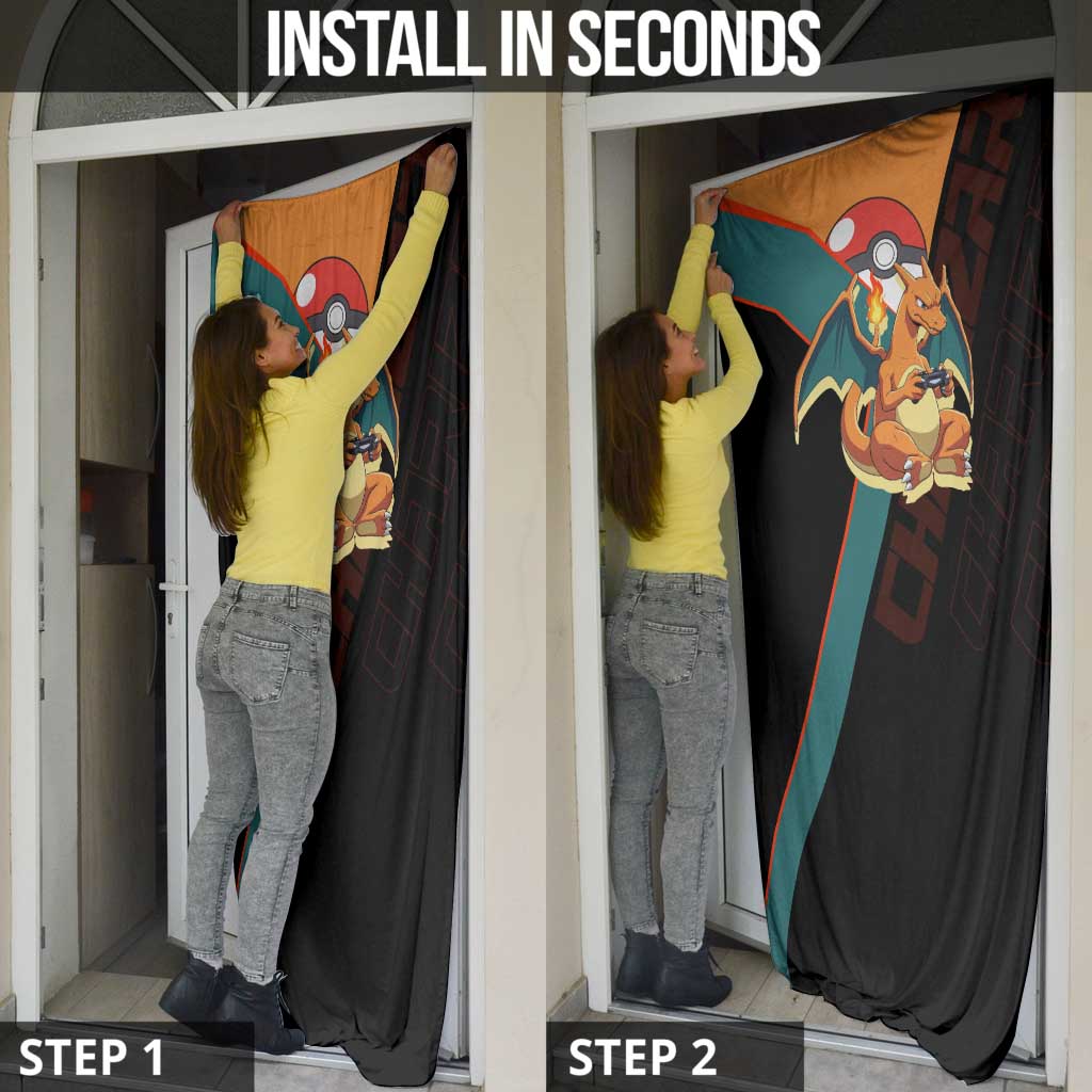 Charizard Poké Door Cover Retro Anime Gaming Style