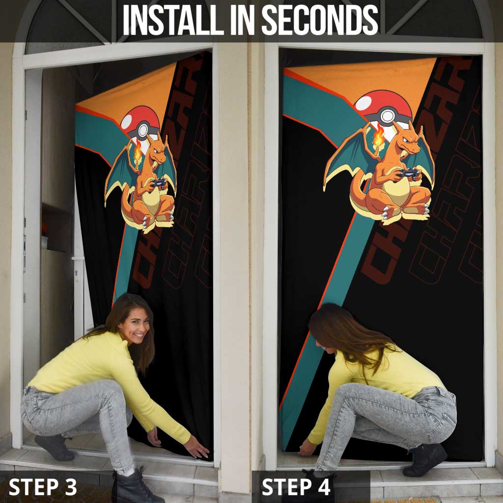 Charizard Poké Door Cover Retro Anime Gaming Style