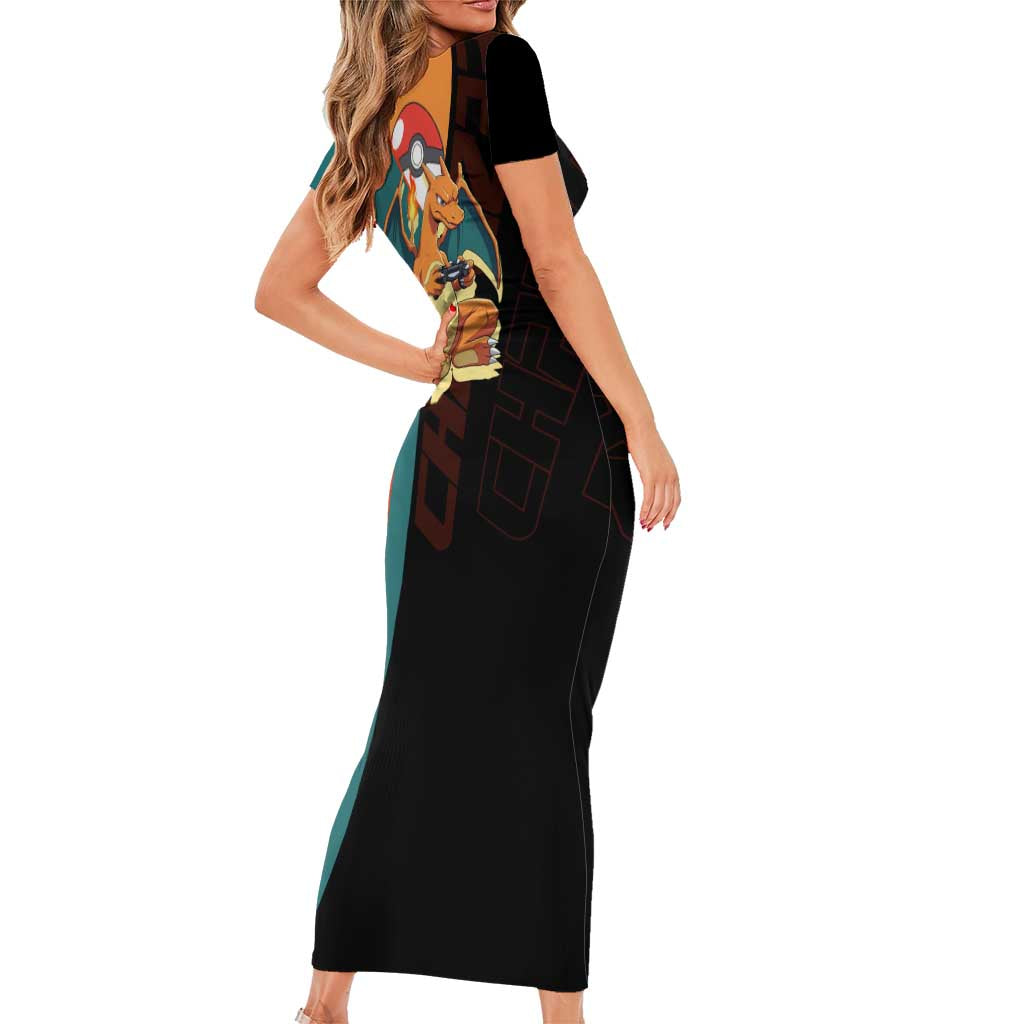 Charizard Poké Family Matching Short Sleeve Bodycon Dress and Hawaiian Shirt Retro Anime Gaming Style