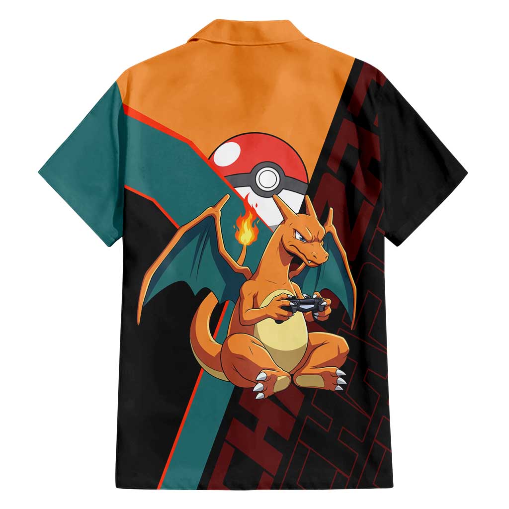 Charizard Poké Family Matching Summer Maxi Dress and Hawaiian Shirt Retro Anime Gaming Style