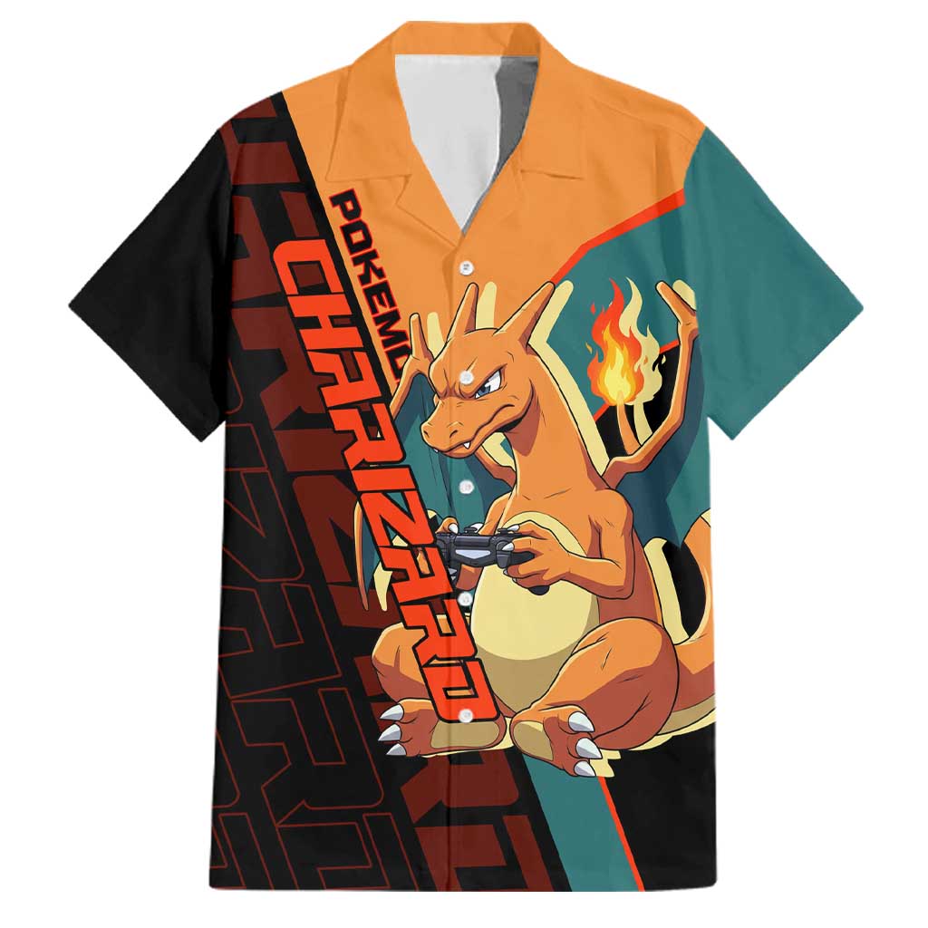 Charizard Poké Family Matching Tank Maxi Dress and Hawaiian Shirt Retro Anime Gaming Style