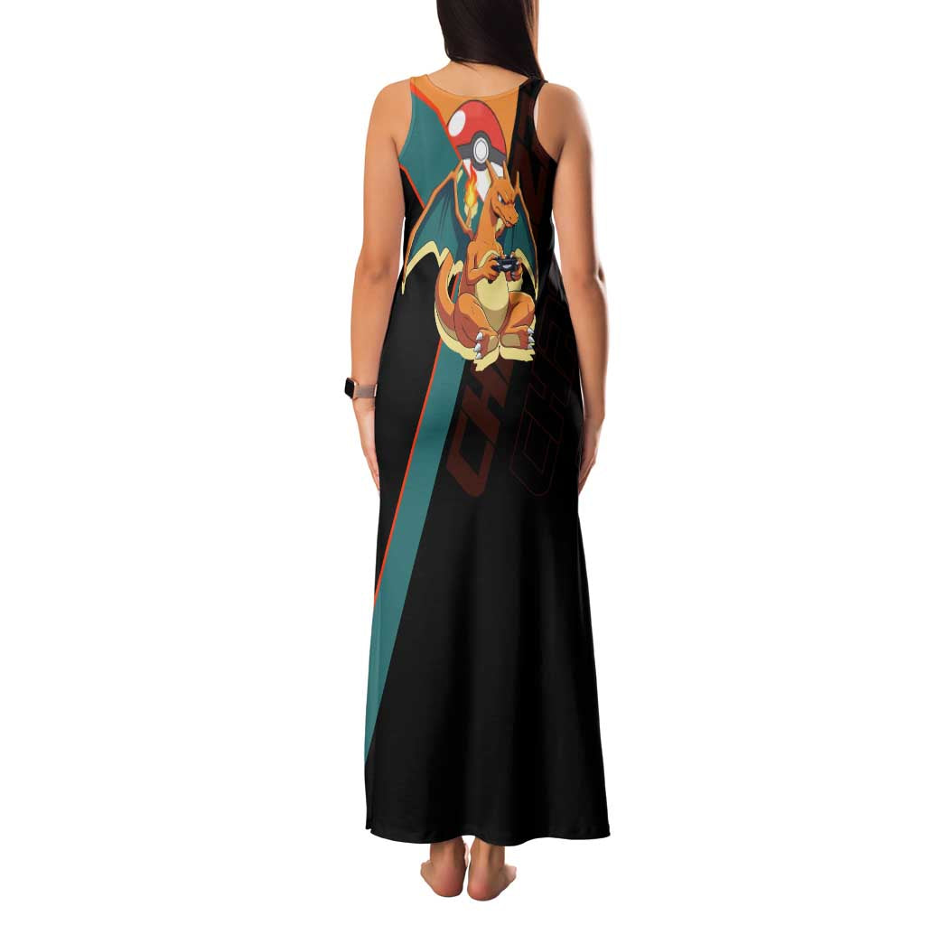 Charizard Poké Family Matching Tank Maxi Dress and Hawaiian Shirt Retro Anime Gaming Style