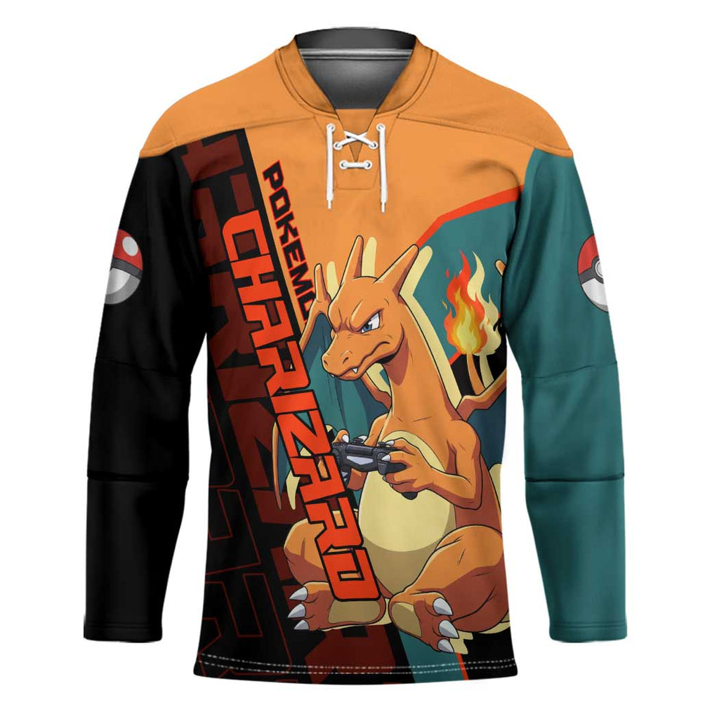Charizard Poké Hockey Jersey Retro Anime Gaming Style