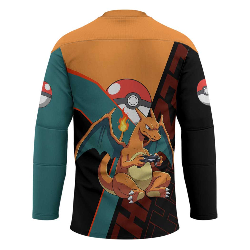 Charizard Poké Hockey Jersey Retro Anime Gaming Style