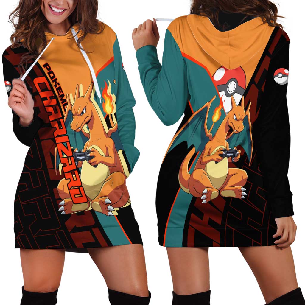 Charizard Poké Hoodie Dress Retro Anime Gaming Style