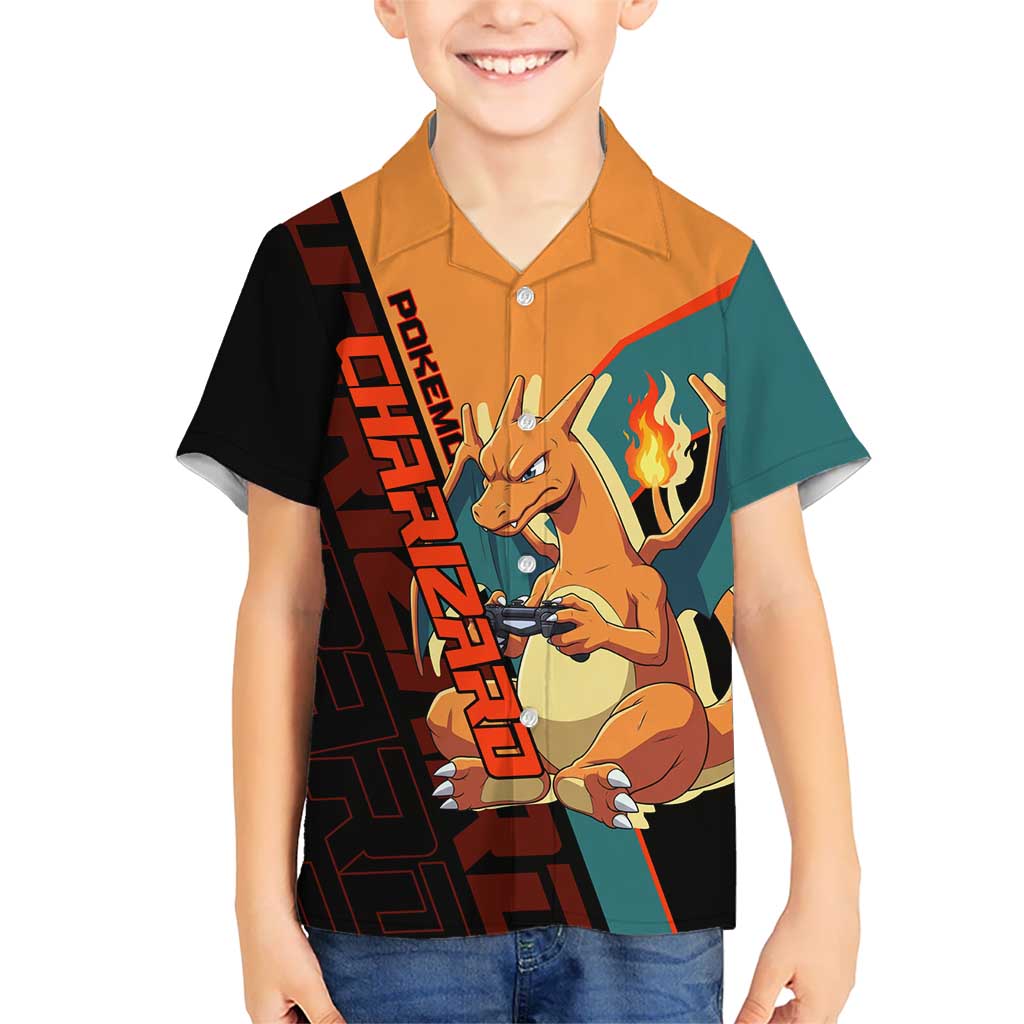 Charizard Poké Kid Hawaiian Shirt Retro Anime Gaming Style