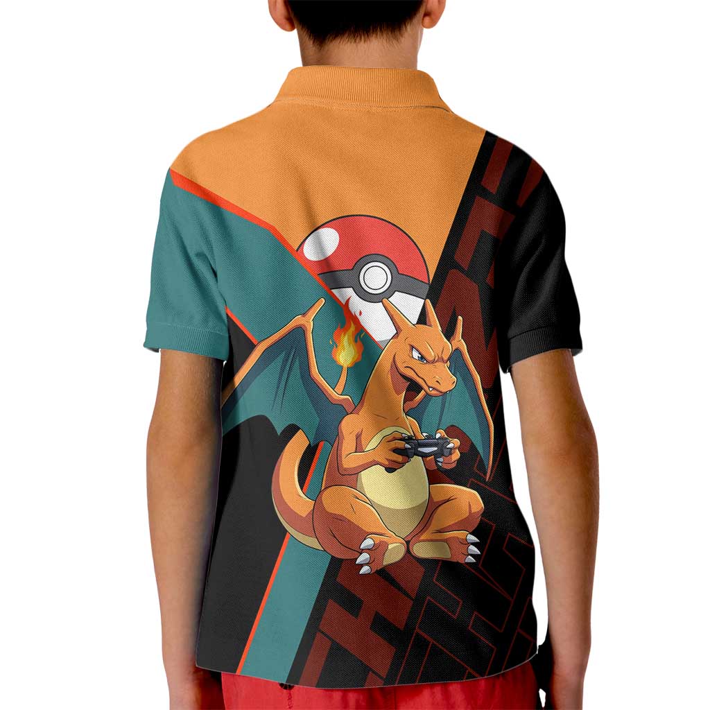 Charizard Poké Kid Polo Shirt Retro Anime Gaming Style
