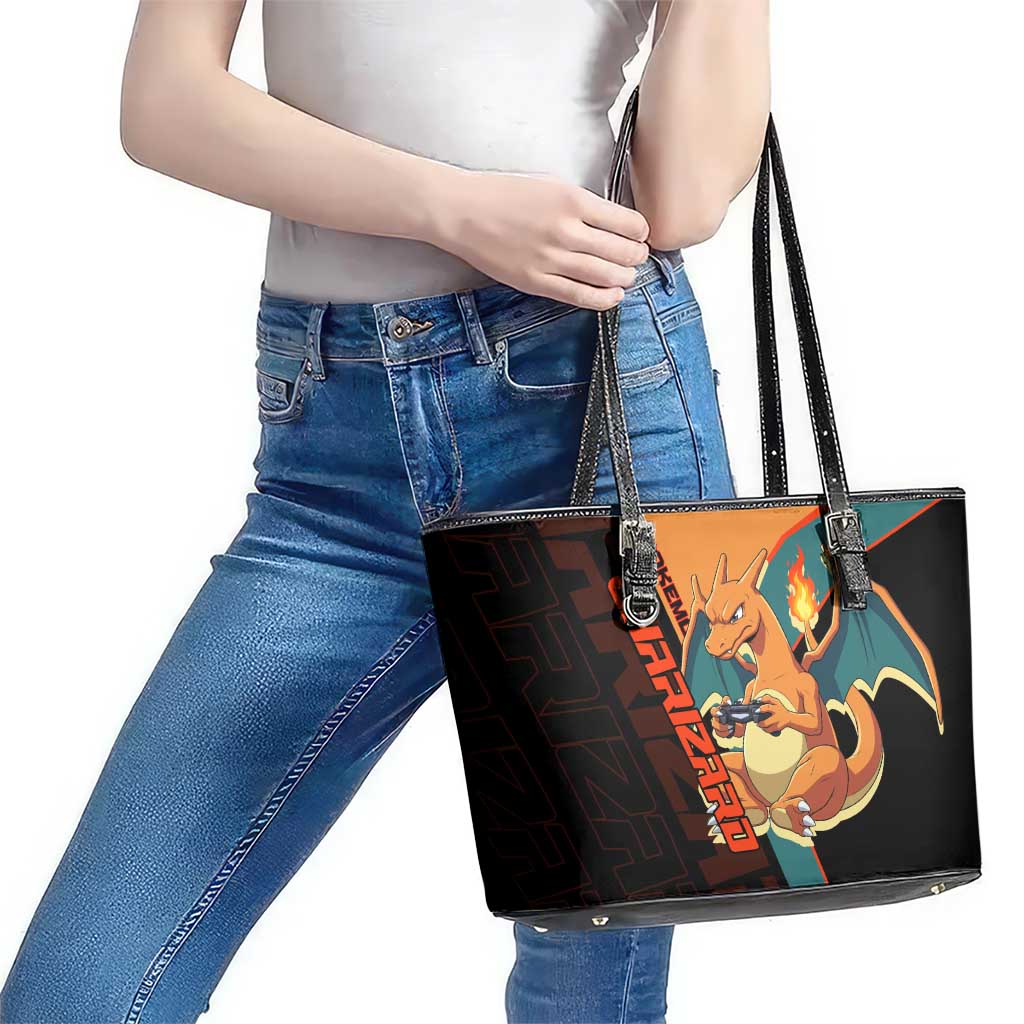 Charizard Poké Leather Tote Bag Retro Anime Gaming Style