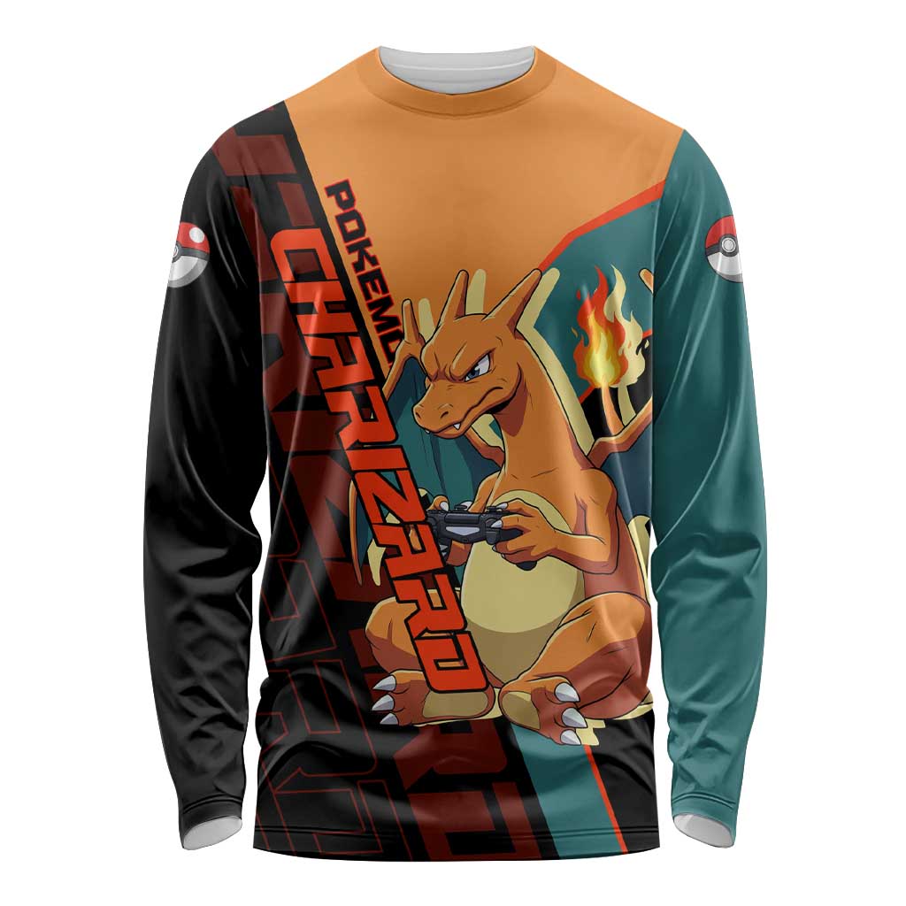 Charizard Poké Long Sleeve Shirt Retro Anime Gaming Style