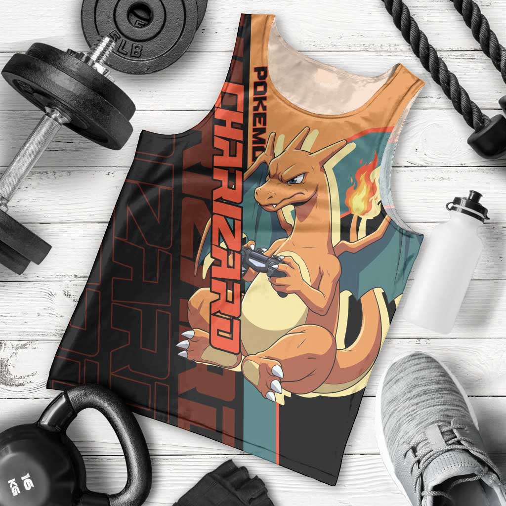 Charizard Poké Men Tank Top Retro Anime Gaming Style