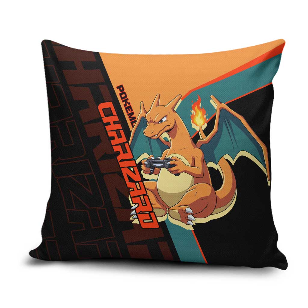 Charizard Poké Pillow Cover Retro Anime Gaming Style