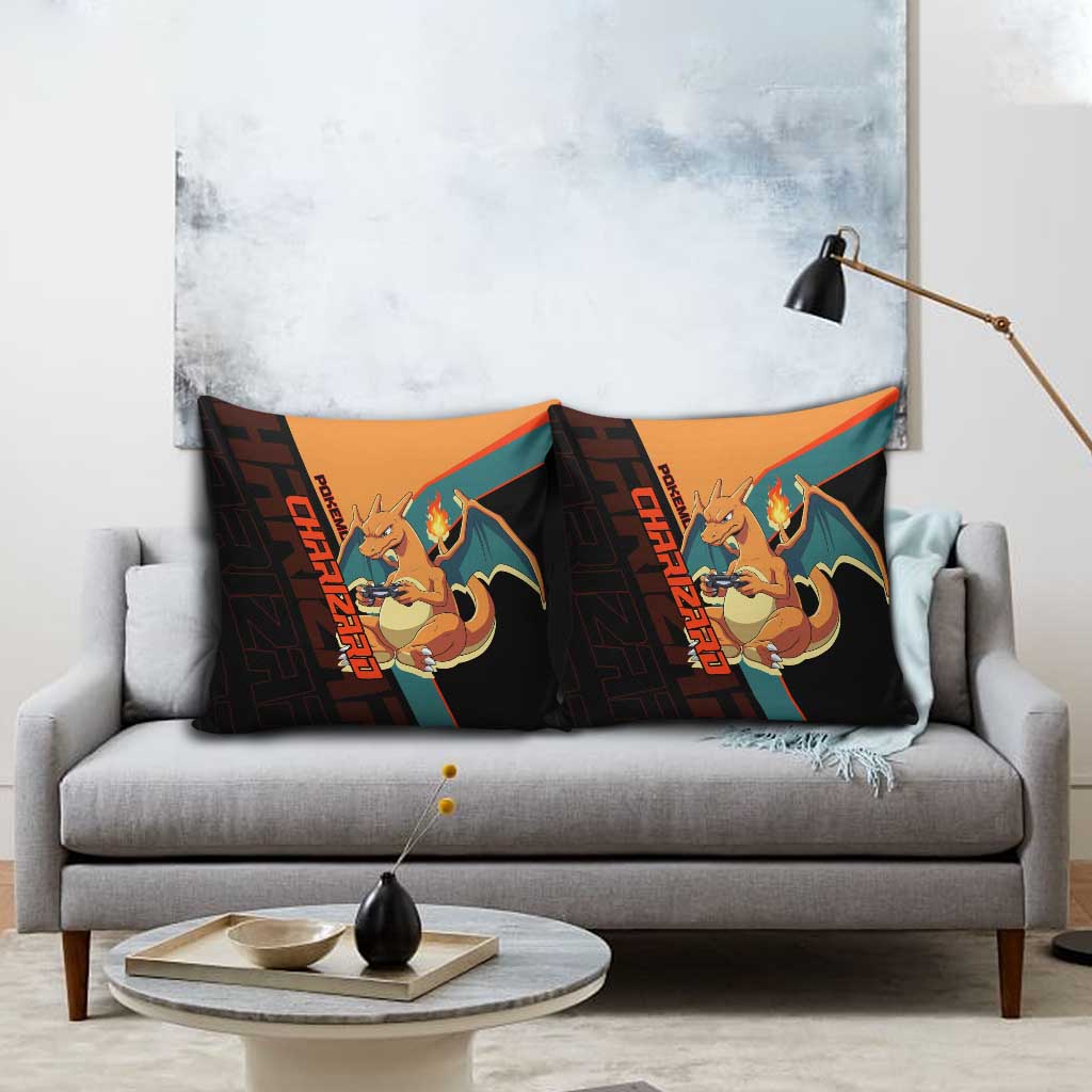 Charizard Poké Pillow Cover Retro Anime Gaming Style