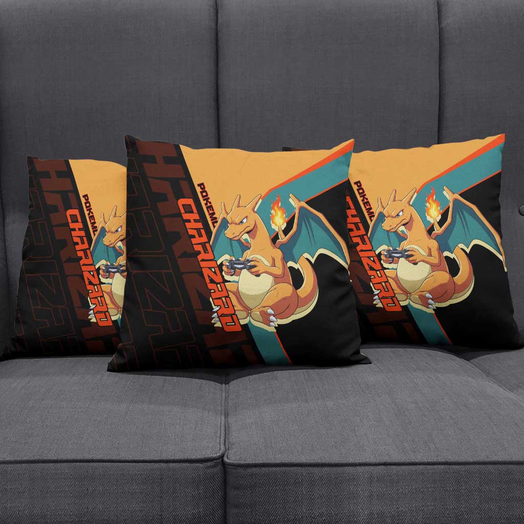 Charizard Poké Pillow Cover Retro Anime Gaming Style