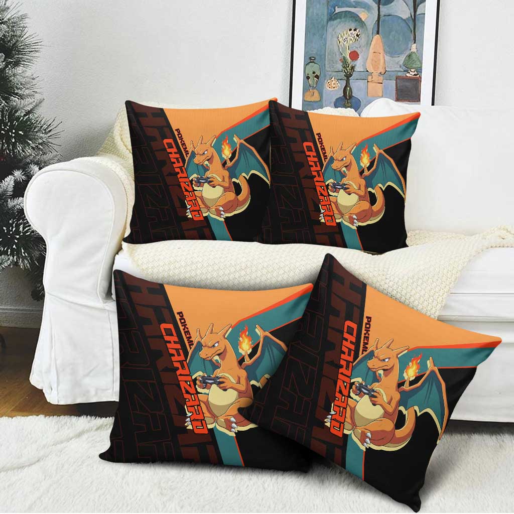 Charizard Poké Pillow Cover Retro Anime Gaming Style
