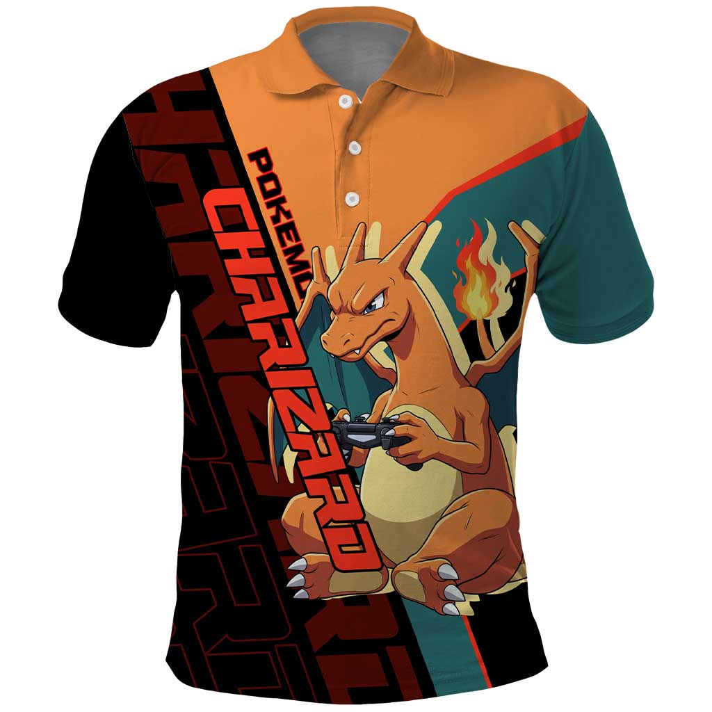 Charizard Poké Polo Shirt Retro Anime Gaming Style