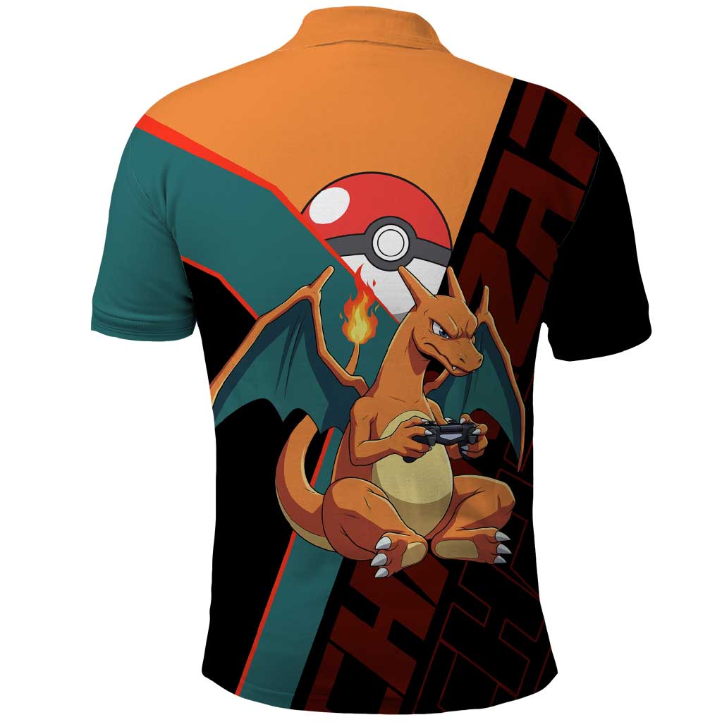 Charizard Poké Polo Shirt Retro Anime Gaming Style