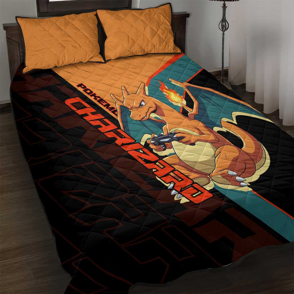 Charizard Poké Quilt Bed Set Retro Anime Gaming Style