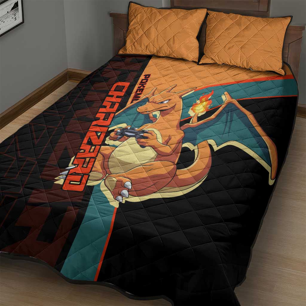Charizard Poké Quilt Bed Set Retro Anime Gaming Style